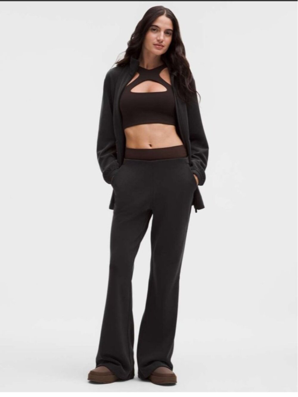 Lululemon Brushed Softstreme Mid-Rise Flared Pant Woman Medium Black Pocket 2025